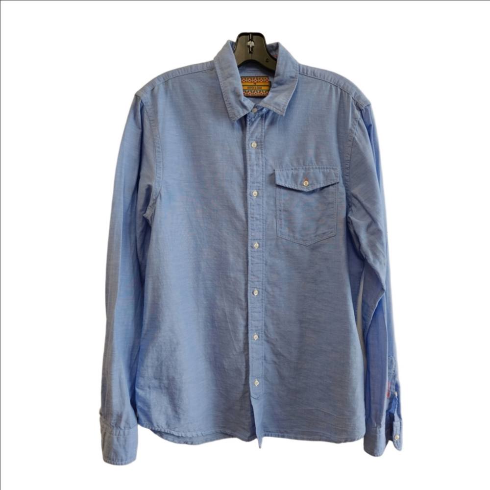 1670 Dress Shirt Long Sleeve Button Cuffs Blue Size 15